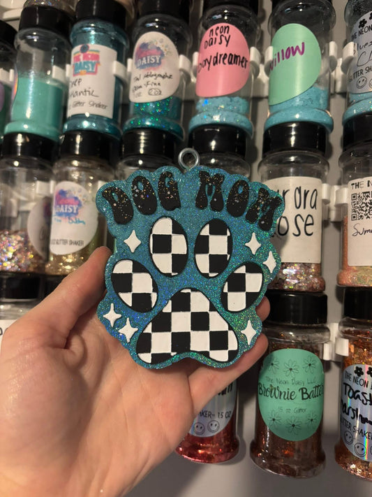Dog mom checkered